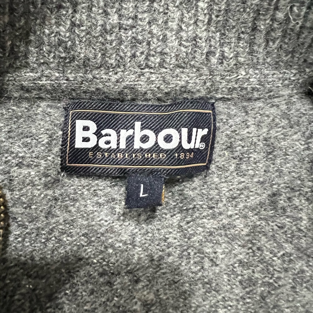 Barbour Tisbury Wool Blend Grey Zip-Up Button Layering Sweater Cardigan L - Picture 6 of 8
